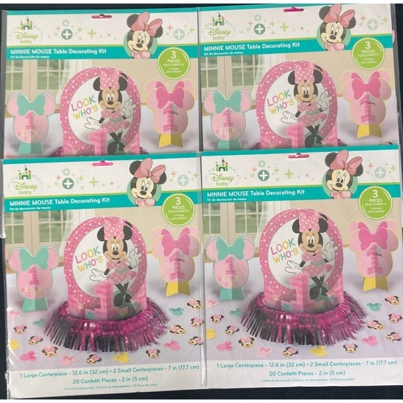 Disney Minnie Mouse Table‎ Decorating Kit Lot of 4 Birthday Party Decorations - Picture 1 of 9